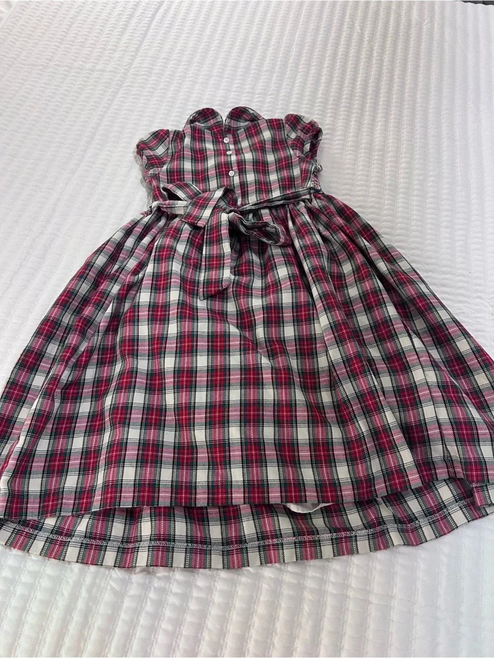 Laura Ashley Red and White Plaid Smocked Dress Size 6X